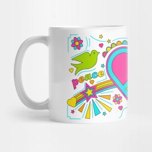 Peace and Love Peace Sign Heart and Doves Mug